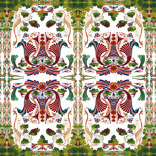 Nova botanical garden silk twill scarf by TK-LA styled as a neckerchief, vibrant botanical print, luxury Italian silk scarf gift
