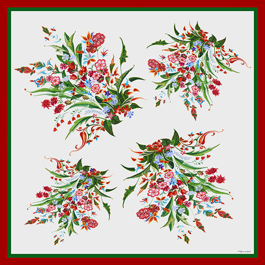 Rema Silk Twill Scarf – heritage-inspired pattern, handcrafted luxury accessory