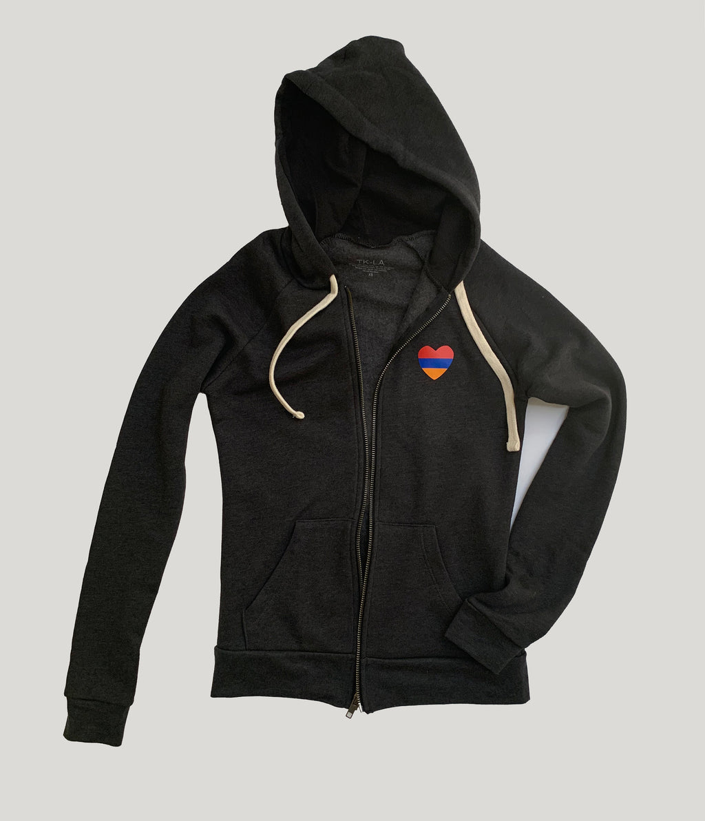 Black hoodie with sipper and Armenian heart on left side