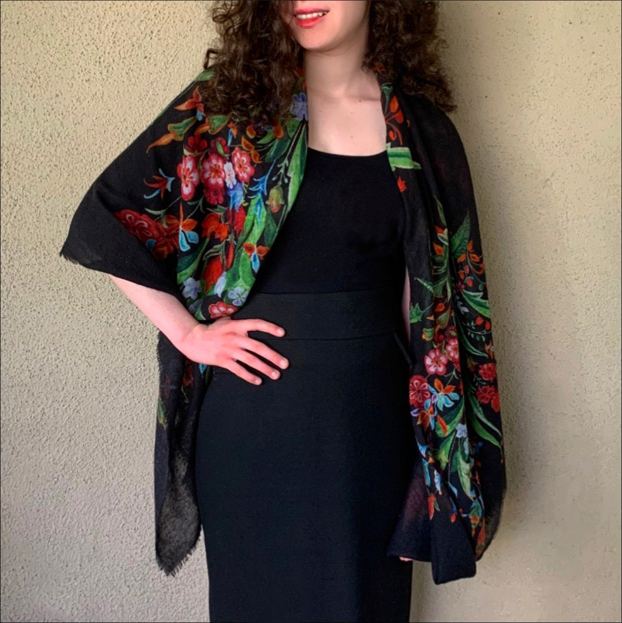 Lori Wool Floral Scarf