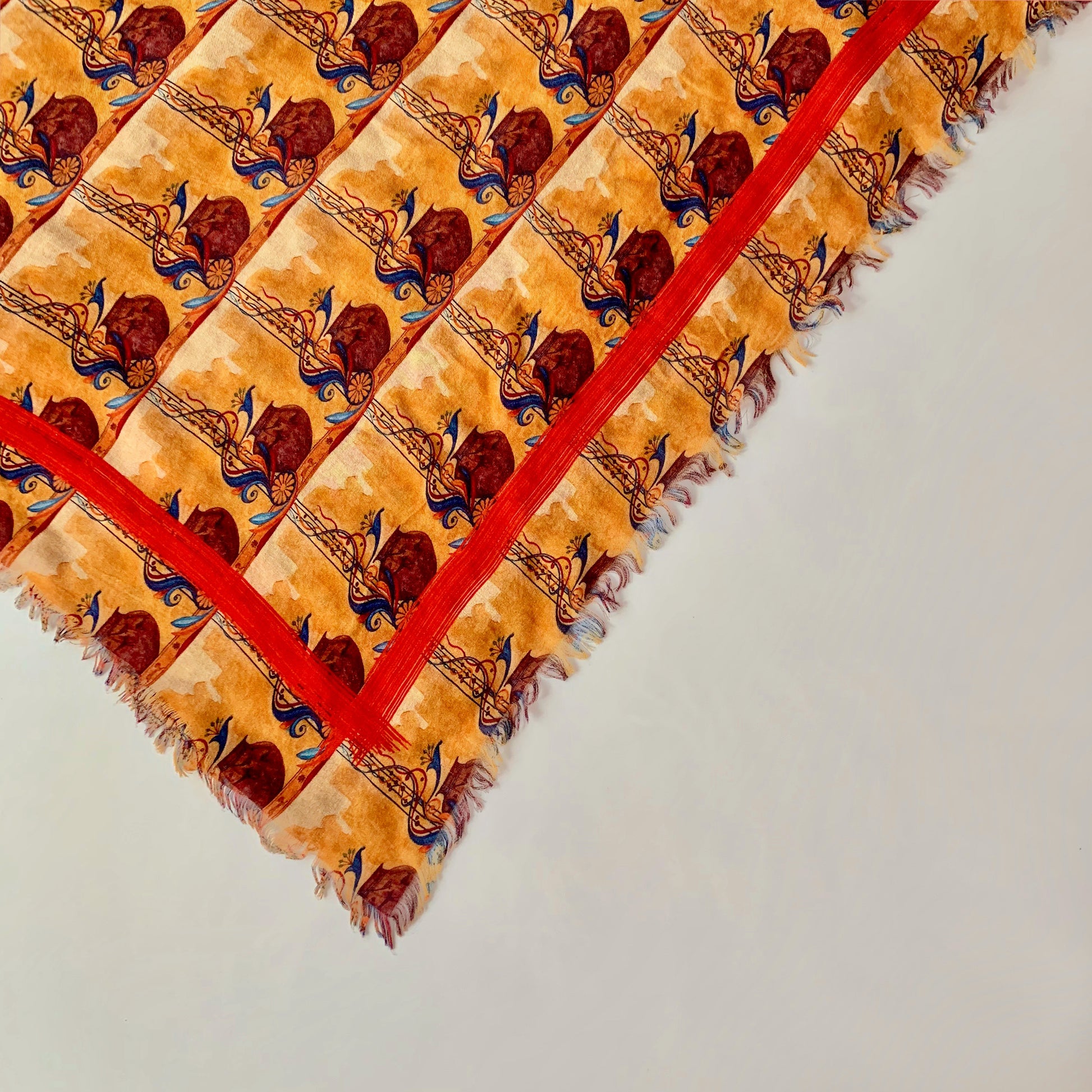Ello Modal Scarf with Armenian pots and fringe edges 